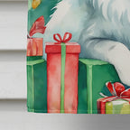 Turkish Angora Cat By the Christmas Tree House Flag