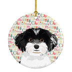 Shih-Tzu Black and White #4 Christmas Ceramic Ornament