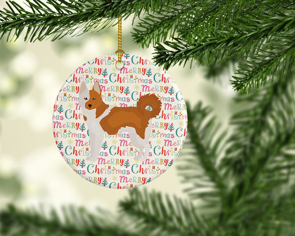 Nordic Spitz Merry Christmas Ceramic Ornament