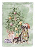Dachshund Black Tan Christmas Presents and Tree Garden Flag