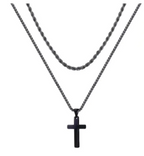 Titanium Cross Layered Necklace