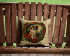 Tibetan Spaniel Christmas Flowers Throw Pillow