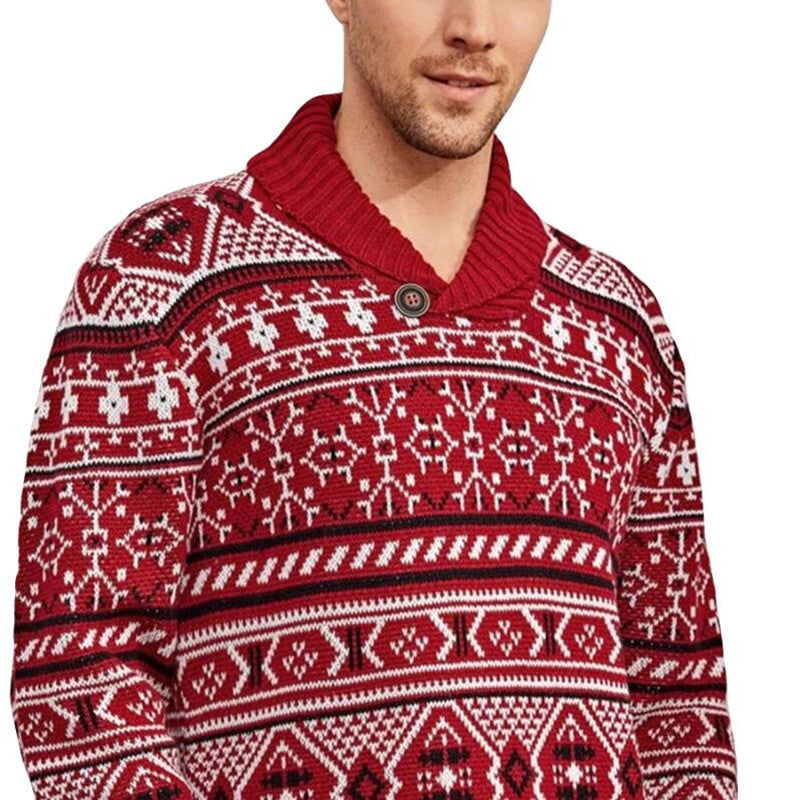 Men's Knit Christmas Elk Lapel Sweater Pullover 2021 | Streetwear