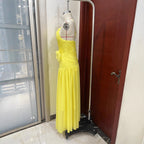 Embroidered Yellow Camisole Maxi Dress