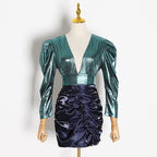 Stylish V-Neck Crop Top & High-Waisted Skirt Set