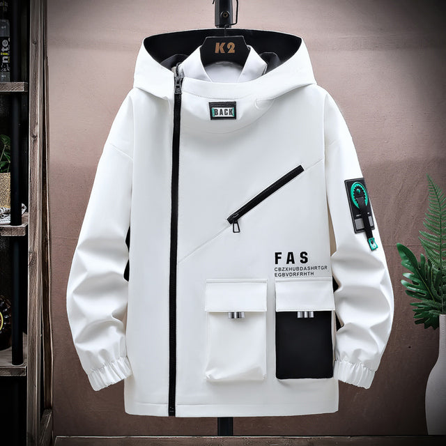 Men's Casual Hooded Windbreaker Jacket - Large Size 4XL