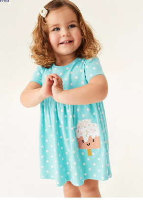 "Summer Cotton Short Sleeve Dress for Girls"
