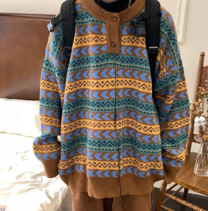 Men's Thick Button Sweater in Retro Ethnic Style