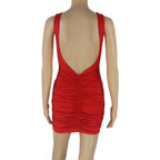 Red and White Backless Sleeveless Dress, Bodycon Style