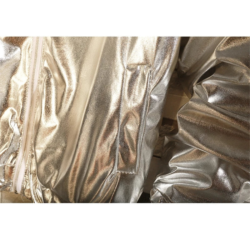 Men's Gold Silver Windbreaker Jacket for Autumn Fashion