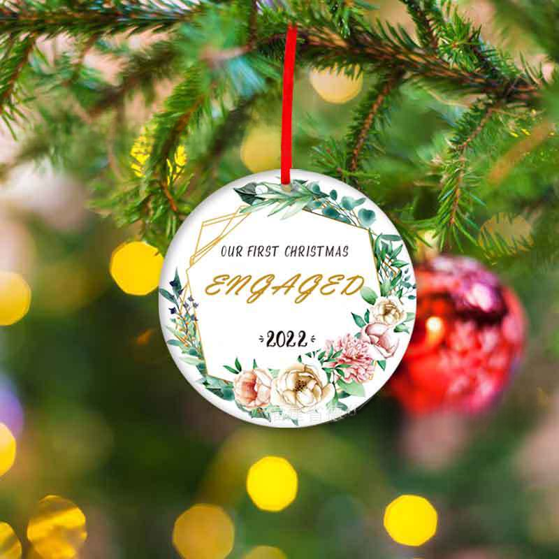 Double-Sided Printed Ceramic Christmas Bauble Ornament