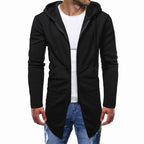 Men's Hooded Sweater Cardigan - Large Size, Mid Length
