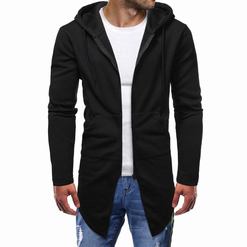 Men's Hooded Sweater Cardigan - Large Size, Mid Length