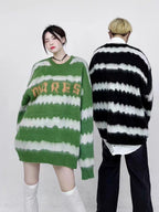 Striped Women's Sweater - Retro American Casual Knitwear