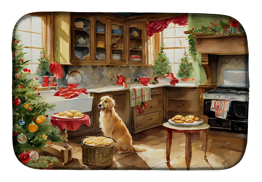 Golden Retriever Christmas Cookies Dish Drying Mat