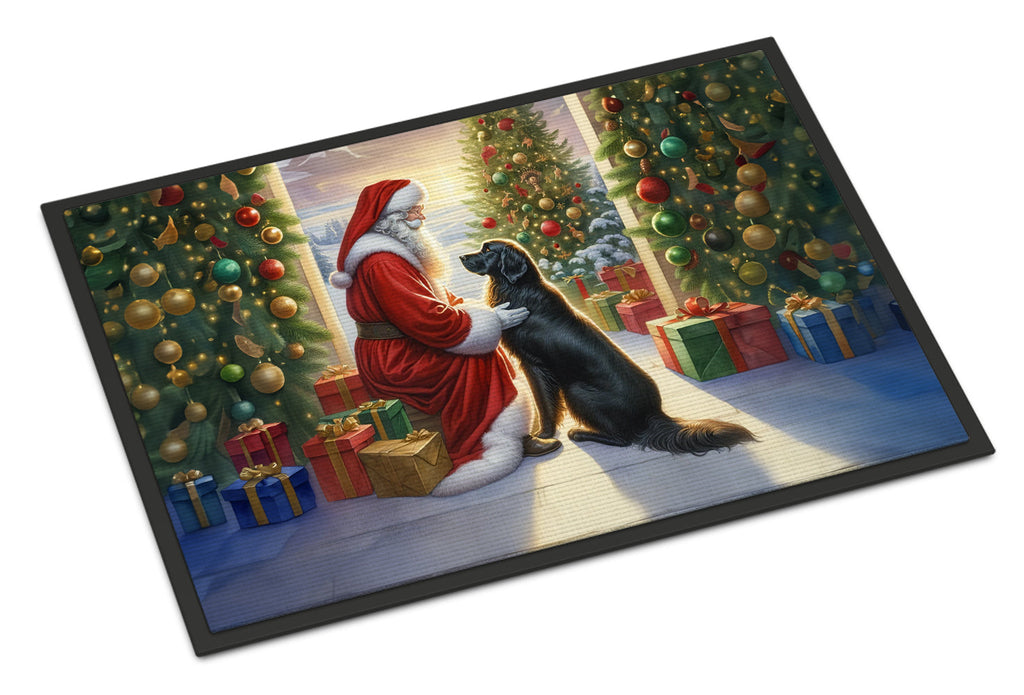 Flat-Coated Retriever and Santa Claus Doormat