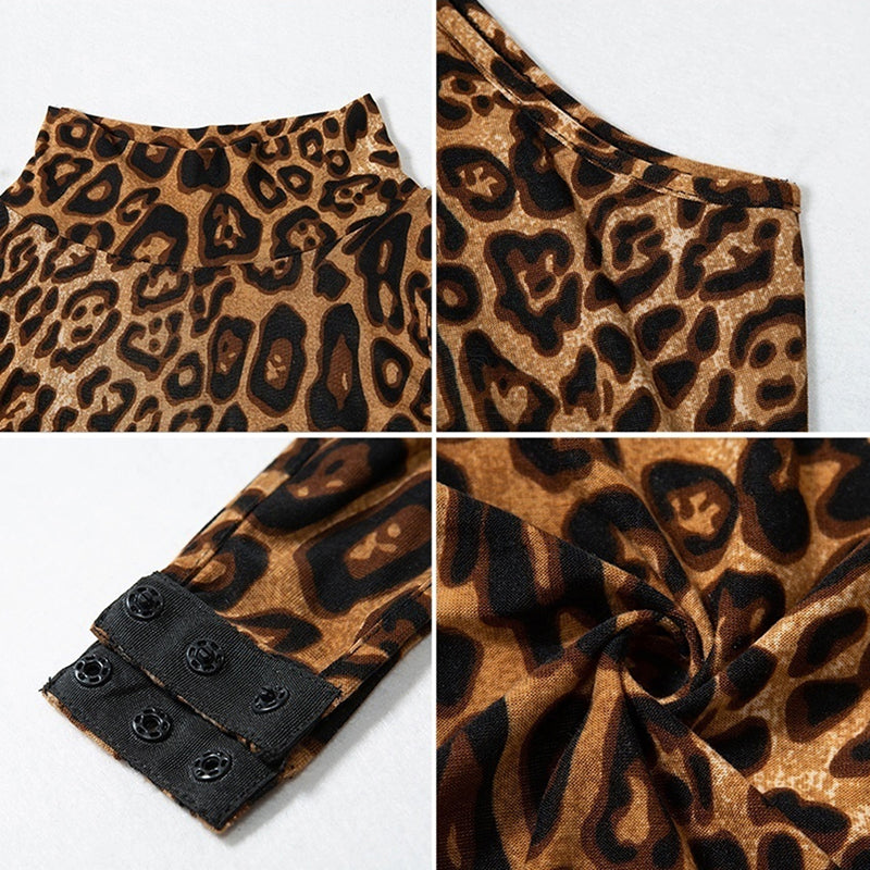 Leopard Print High-Neck Sleeveless Women's Bodysuit