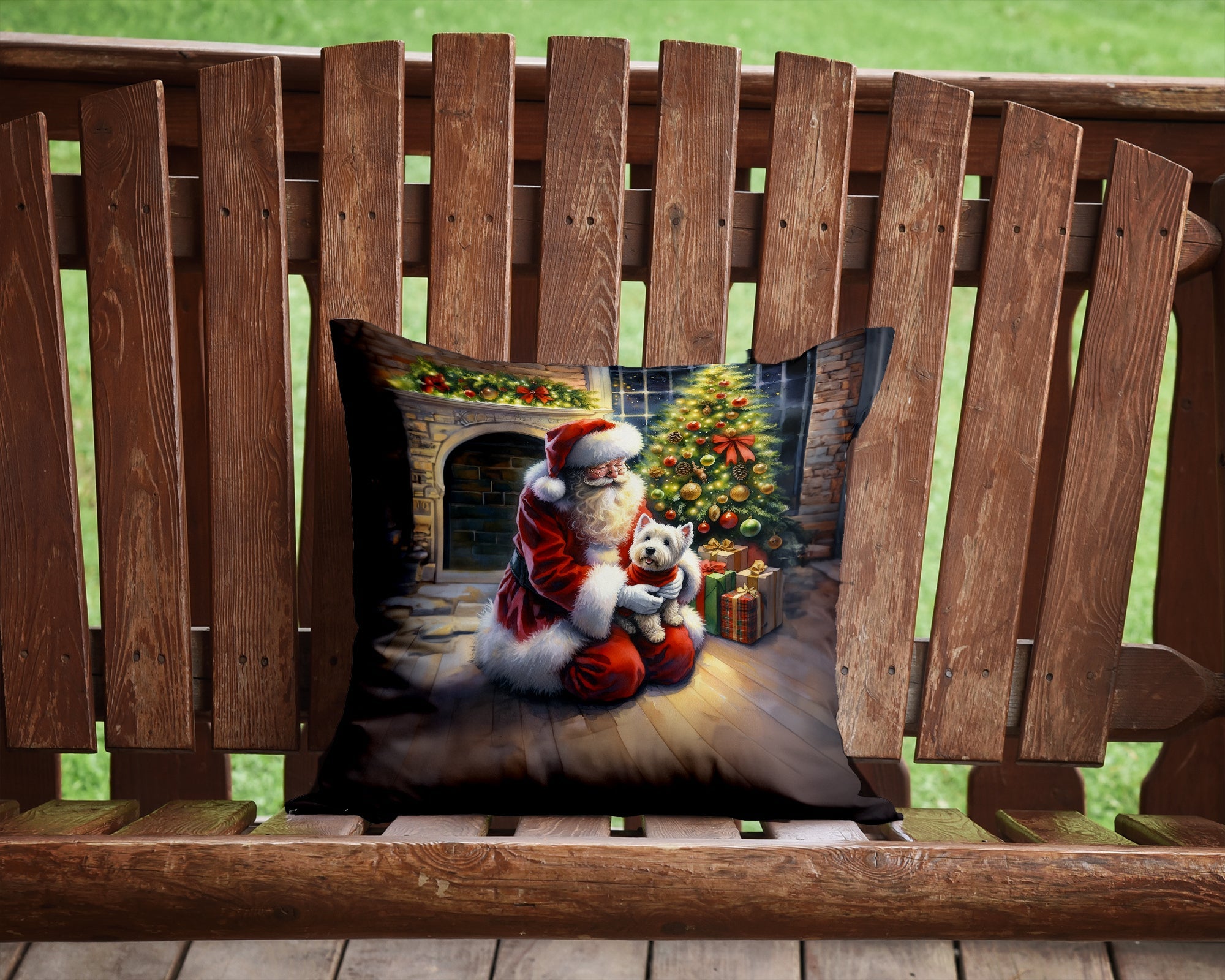 Westie and Santa Claus Throw Pillow