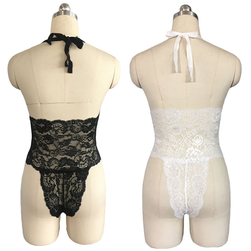 Lace Bodysuit with Neck Strap - Sexy Lingerie Set