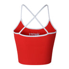 Letter Embroidered Crop Top with Spaghetti Straps