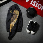 Men's Spring Hip Hop Gold Wings Embroidered Bomber Jacket