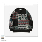 Jacquard Pattern Casual Loose Round Neck Knitted Sweater