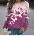 Women's Printed Round Neck Long Sleeve Pullover | Streetwear