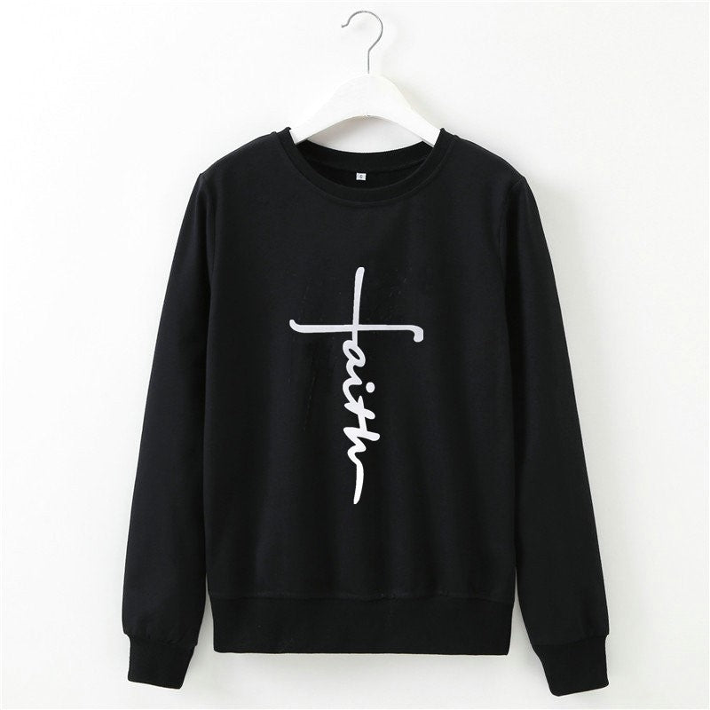 Street Style Letter Print Long Sleeve Round Neck Pullover | Streetwear