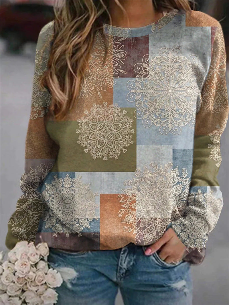 Women's Colorblock Long Sleeve Round Neck Sweatshirt | Streetwear