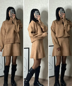 2 Pieces Knit Sweater Skirt Sets For Women