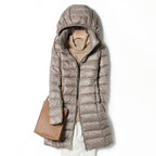 Plus Size Women's Mid-Length Lightweight Down Jacket