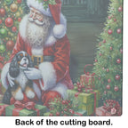 Cavalier Spaniel and Santa Claus Glass Cutting Board