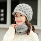 Warm Plush Thick Ear Protection Scarf Hat | Embroidered Cap