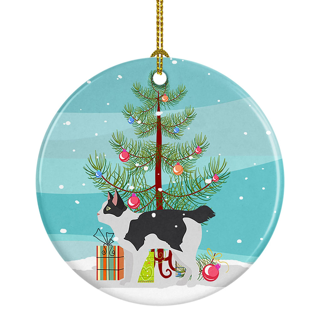 Japanese Bobtail Cat Christmas Ceramic Ornament