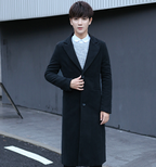 Men's Long Sleeve Button Jacket - Mid-Length Street Style