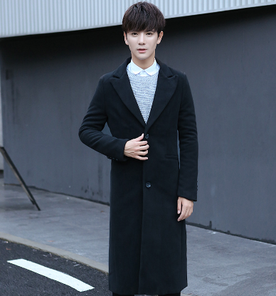 Men's Long Sleeve Button Jacket - Mid-Length Street Style