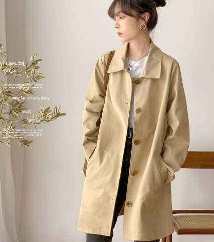 Women's Mid-Length Trench Coat for Early Autumn