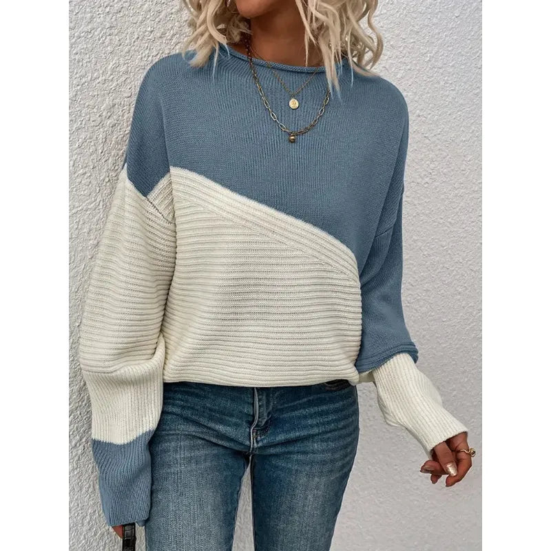 Women's Colorblock Knitted Sweater Pullover | Streetwear