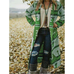 Printed Long Sleeve Woolen Coat