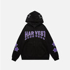 Harajuku Y2K Star Letters Hooded Zip-Up Sweatshirt | Streetwear