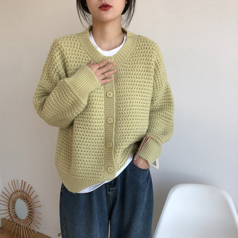 2023 Women's Autumn Knitted Cardigan Sweater (Beige/White)