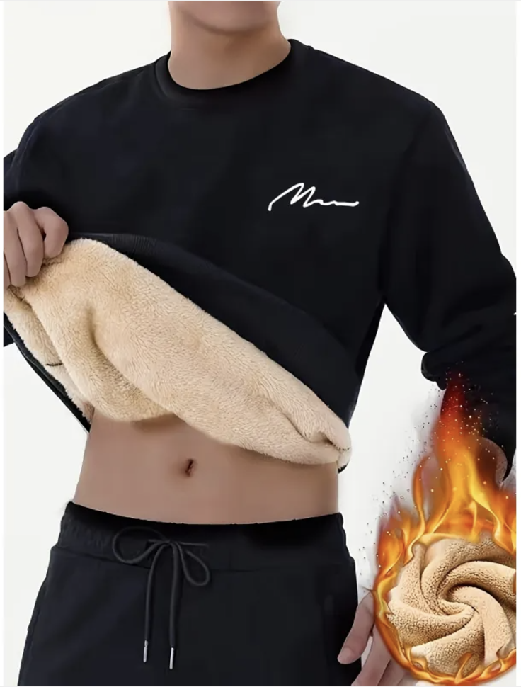 Men's Wool Stretch Printed Long Sleeve Casual T-shirt | Streetwear