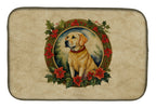 Labrador Retriever Christmas Flowers Dish Drying Mat