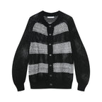 Korean Style Contrast Color Striped Knitted Sweater Coat