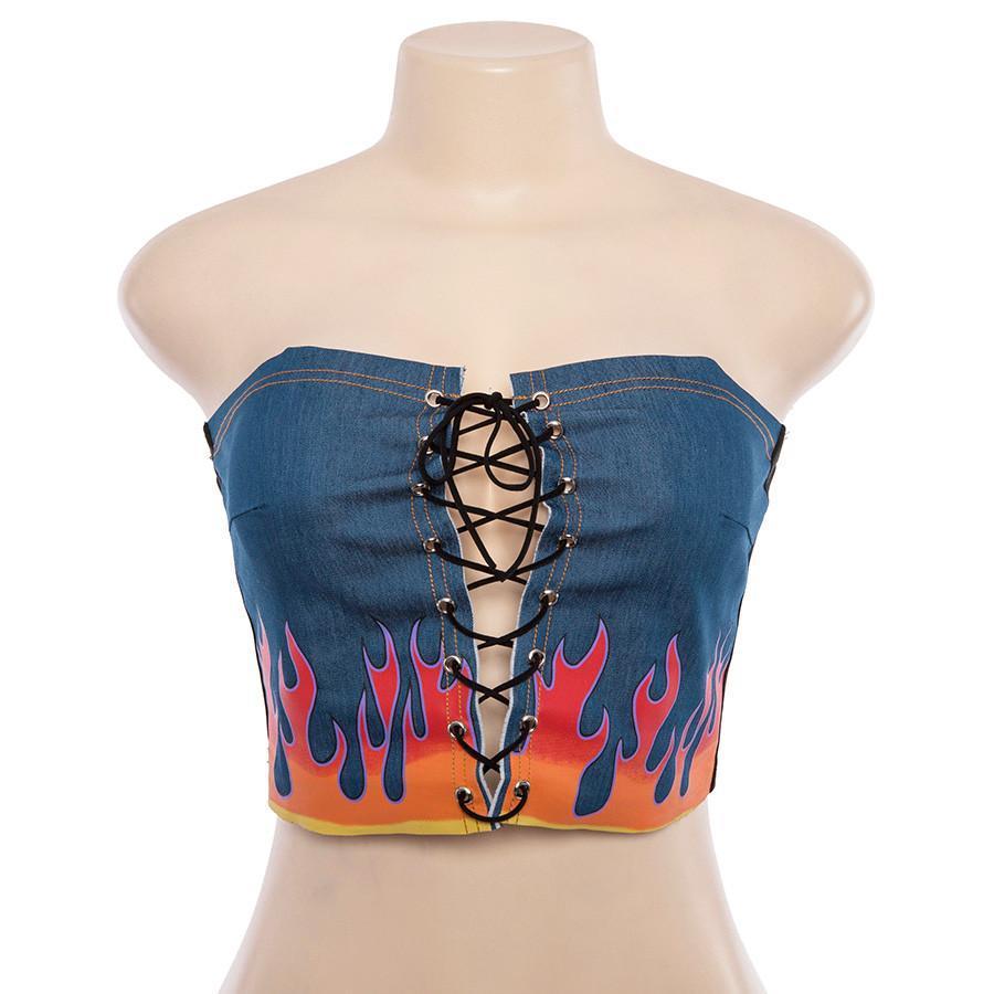 Sexy Tie-Up Cropped Tank Top with Straps