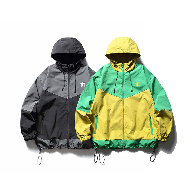 Men's Outdoor Color Contrast Patchwork Jacket