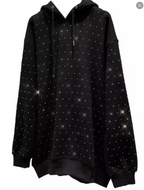 Rhinestone Shiny Loose Pullover Hoodie | Streetwear
