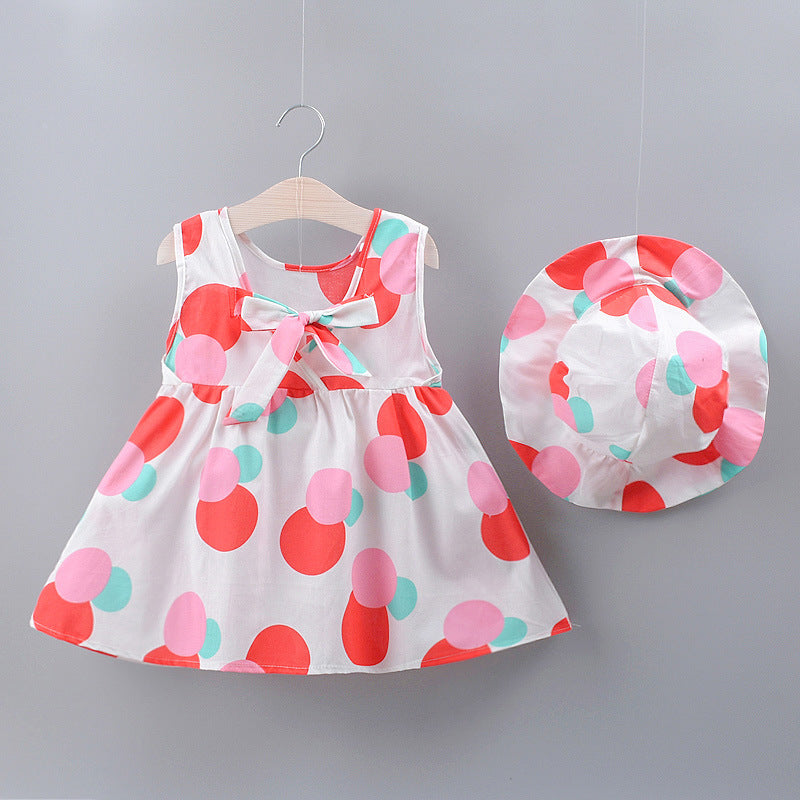 Polka Dot Bow Sleeveless Dress - Country Style Design