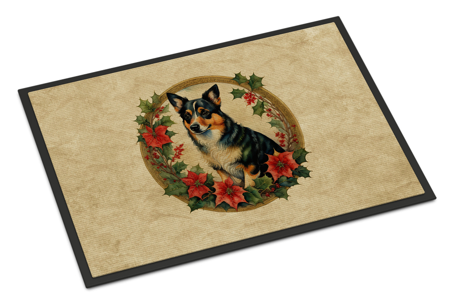 Lancashire Heeler Christmas Flowers Doormat