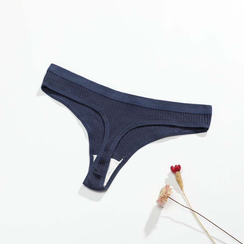 Pure Cotton Women's T-Back Panties - Fashionable Solid Color